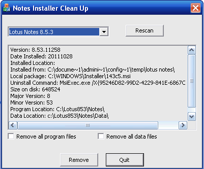 Image:(NICE.EXE) Lotus Notes Install Cleanup Executable